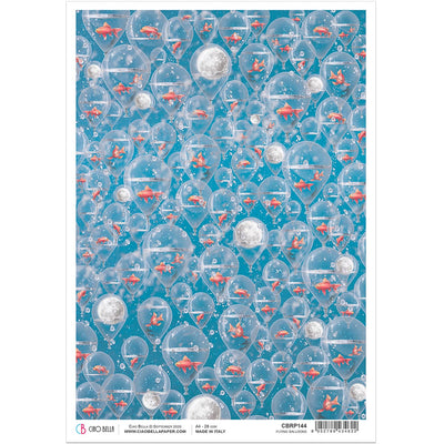 Flying Balloons - A4 Rice Paper Moon & Me Ciao Bella Collection