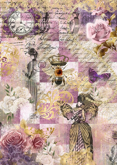 Forever Queen Bee A4 Rice Paper Digital Deco Design Collection
