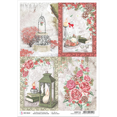 Frozen Roses Cards - A4 Rice Paper Frozen Roses Ciao Bella Collection