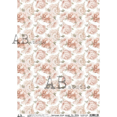 Full Blooming Pink Peonies Decoupage Rice Paper A3 Item No. 3386 by AB Studio