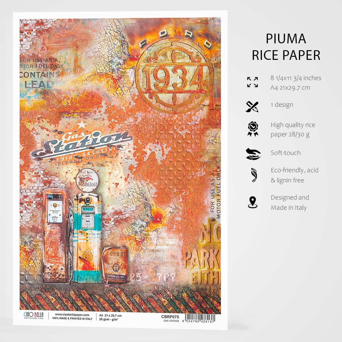 Collateral Rust Paper Gas Station A4 Rice Paper Collateral Rust Ciao Bella Collection – All ...