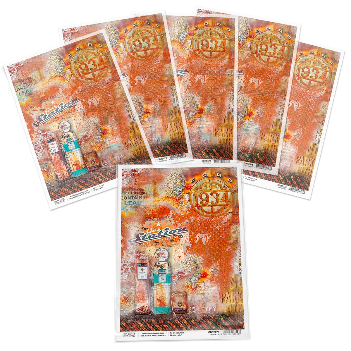 Collateral Rust Paper Gas Station A4 Rice Paper Collateral Rust Ciao Bella Collection – All ...