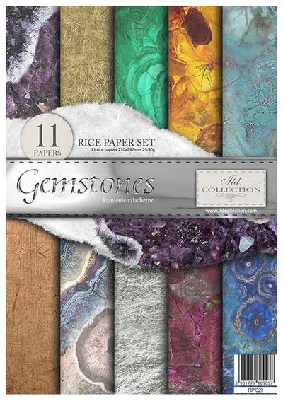 Gemstones A4 Decoupage Rice Paper Set Item RP029 by ITD Collection