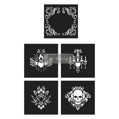 Glam Punk CeCe ReStyled Mix & Style 5 piece Stencil Redesign with Prima 12" x 12" Size