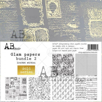 Gold Series Glam Papers Bundle 2 Scrapbooking Paper Pad Set 12x12 6/Pkg by AB Studio