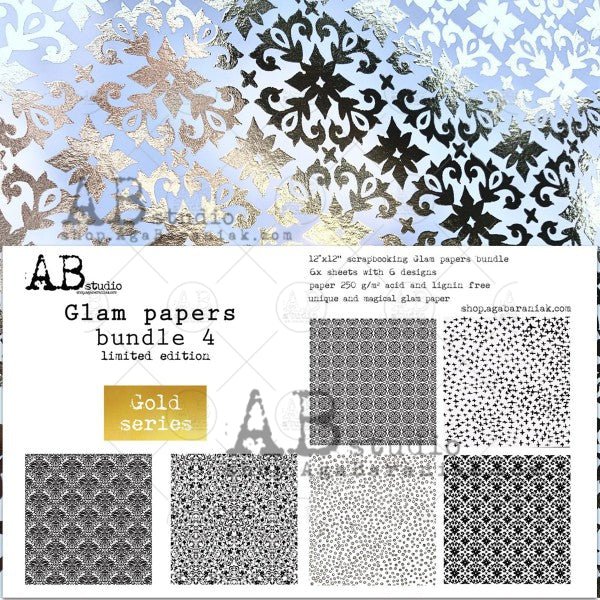 Gold Series Glam Papers Bundle 4 Scrapbooking Paper Pad Set 12x12 6/Pk ...