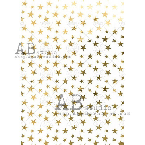 Gold Stars Gilded Decoupage Rice Paper A4 Item No. 0197 by AB Studio ...
