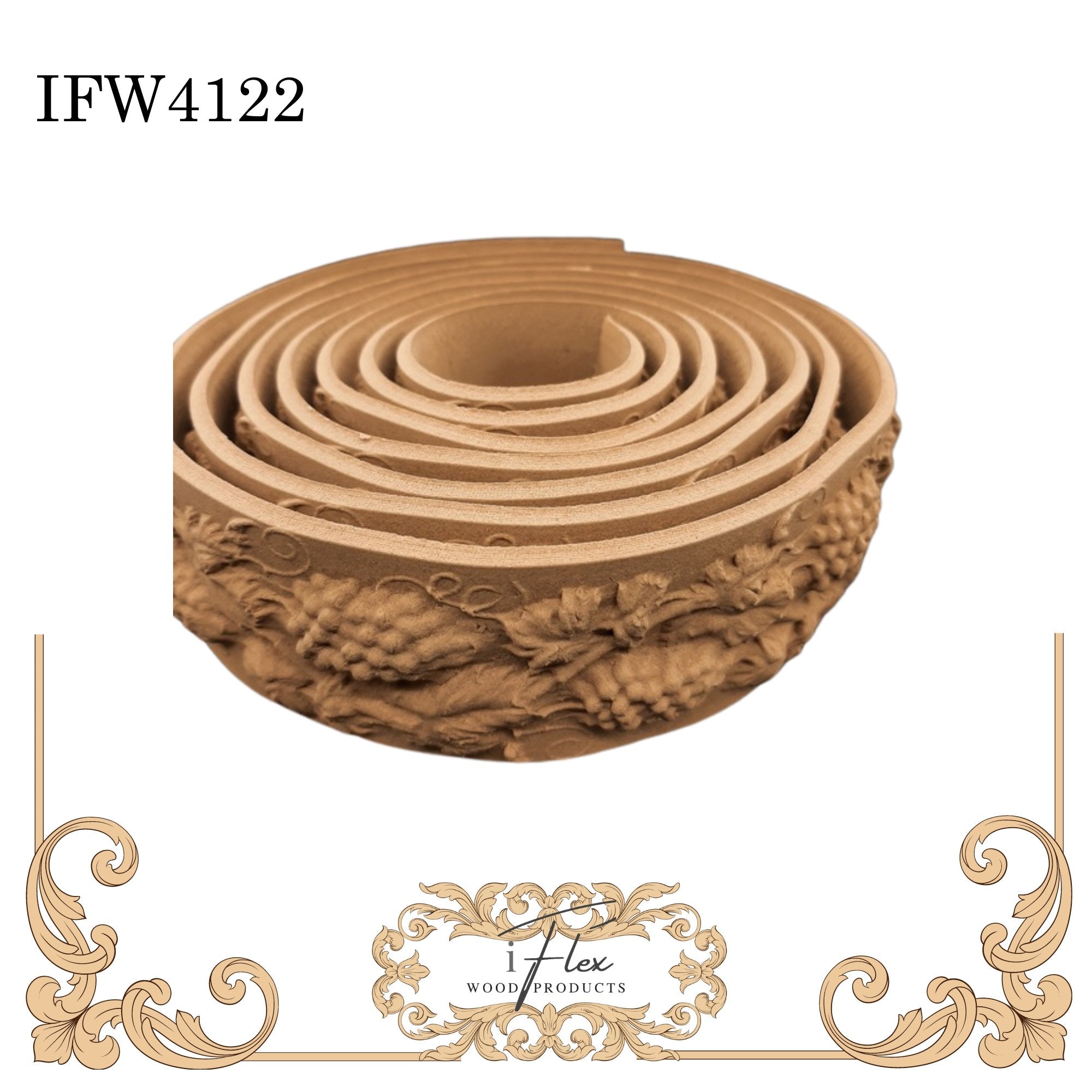 Scroll Trim Heat Bendable Wood Trim Iflex Wood Products IFW 4124 Bendable Wood  Trim, Ornate Trim, Heat Flexible Trim Embellishment 