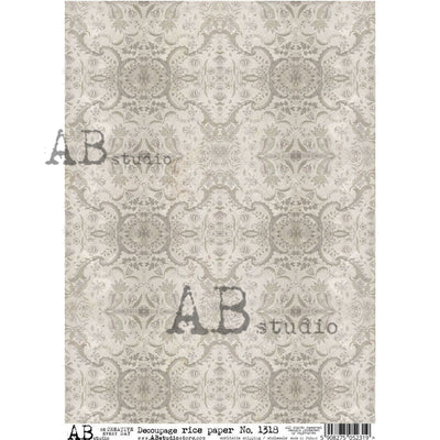 Greige Damask Decoupage Rice Paper A4 Item No. 1318 by AB Studio