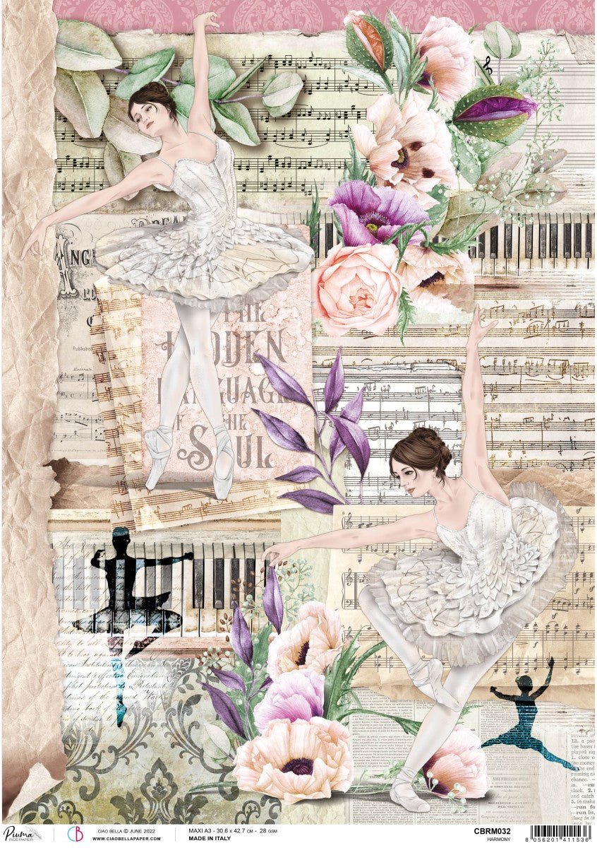 Feuille De Soie De Paille Stamperia A4 - Motif Violon, Partitions | Pour Découpage, Scrapbooking, Déco Sur Bois, Toile - 4