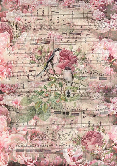 Heart Song A4 Rice Paper Digital Deco Design Collection