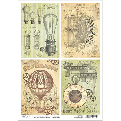 Jules Verne Cards - A4 Rice Paper Voyages Extraordinaires Ciao Bella Collection