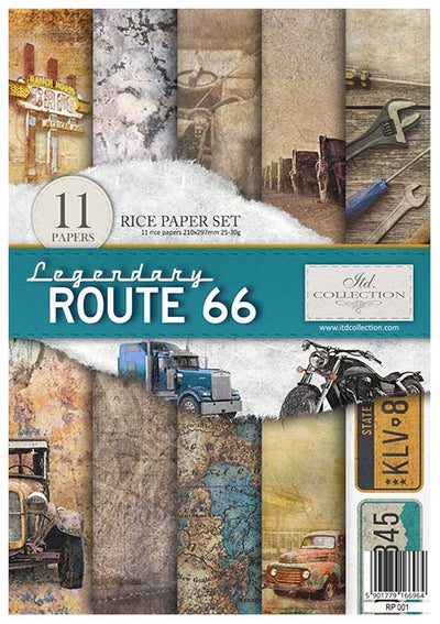 Legendary Route 66 A4 Decoupage Rice Paper Set Item RP001 by ITD Collection