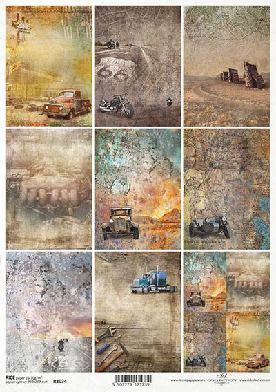 Legendary Route 66 Decoupage Rice Paper A4 Item R2034 by ITD Collection