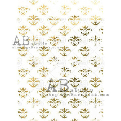 Lily Fleur De Lis Gilded Decoupage Rice Paper A4 Item No. 0208 by AB Studio