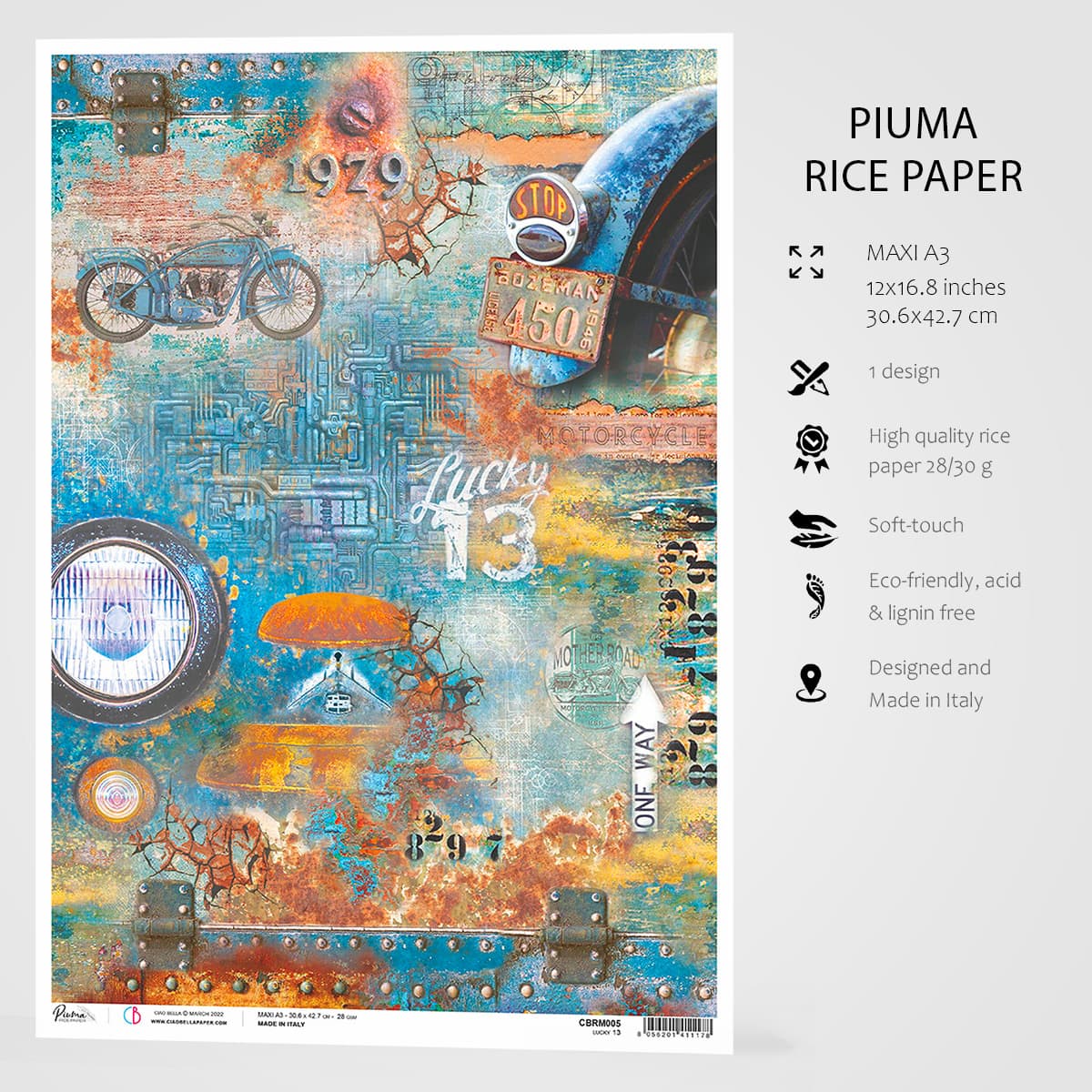 Collateral Rust Paper Lucky 13 - A3 Rice Paper Collateral Rust Ciao Bella Collection – All ...