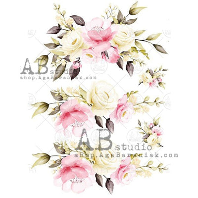 Magnolia Bloom Labels Decoupage Rice Paper A4 Item No. 0092 by AB Studio