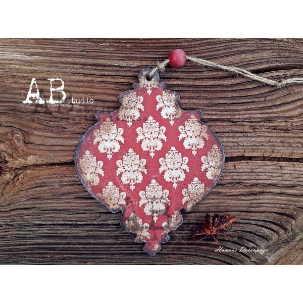 Maroon Damask Decoupage Rice Paper A4 Item No. 0436 by AB Studio – All ...