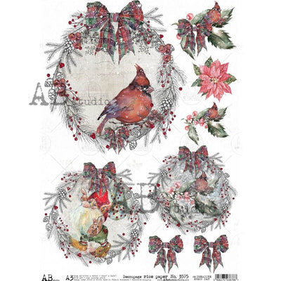 Merry Medallions Decoupage Rice Paper A3 Item No. 3575 by AB Studio