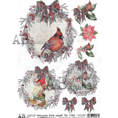 Merry Medallions Decoupage Rice Paper A4 Item No. 0961 by AB Studio