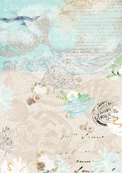 Message In A Bottle A4 Rice Paper Digital Deco Design Collection