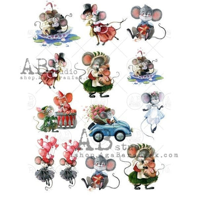 Mice at Play Decoupage Rice Paper A4 Item No. 0551 by AB Studio