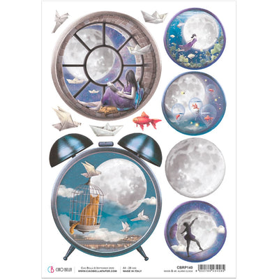 Moon & Me Alarm Clock - A4 Rice Paper Moon & Me Ciao Bella Collection