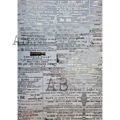 Newsprint Gilded Decoupage Rice Paper A4 Item No. 0053 by AB Studio