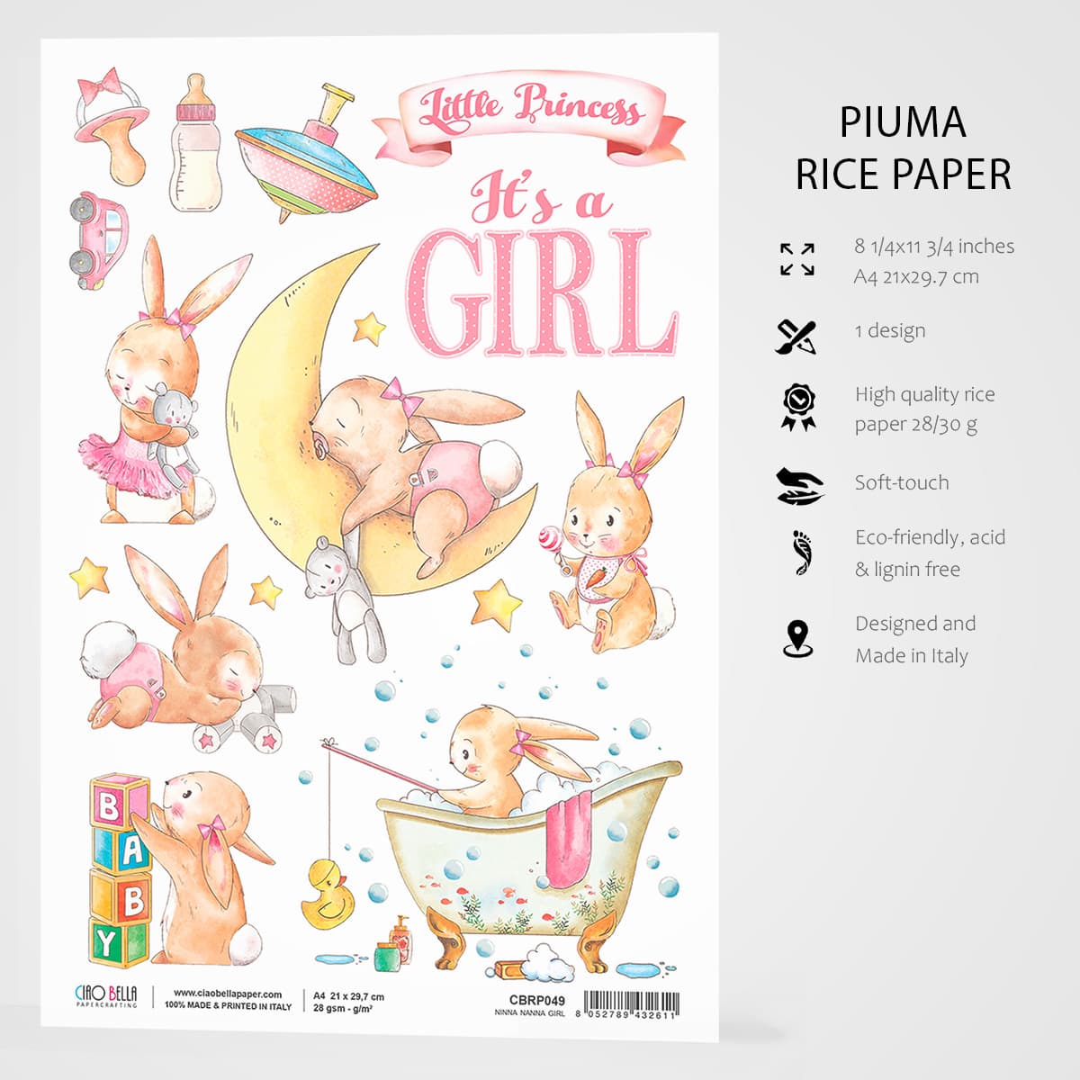 Ninna Nanna Girl - A4 Rice Paper Ninna Nanna Boy Ciao Bella Collection ...