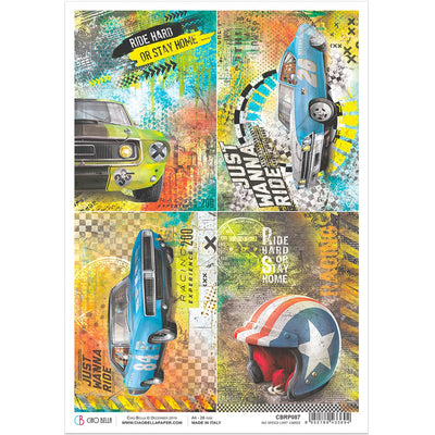 No Speed Limit Cards - A4 Rice Paper Start your Engines Ciao Bella Collection
