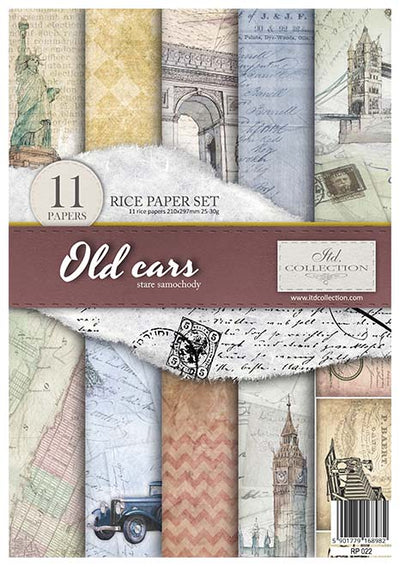 Old Cars A4 Decoupage Rice Paper Set Item RP022 by ITD Collection