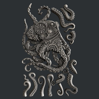 Ornate Octopus silicone mold by Zuri