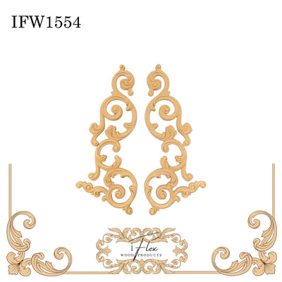 Pair of Decorative Scroll Applique IFW 1554