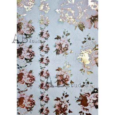 Peony Leaves Gilded Decoupage Rice Paper A4 Item No. 0068 by AB Studio