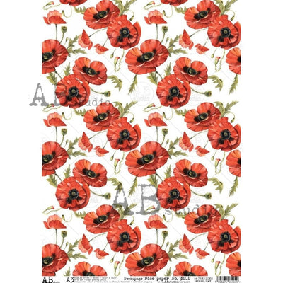 Poppies Decoupage Rice Paper A3 Item No. 3101 by AB Studio
