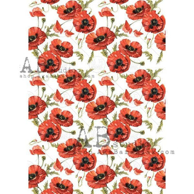 Poppies Decoupage Rice Paper A4 Item No. 0418 by AB Studio