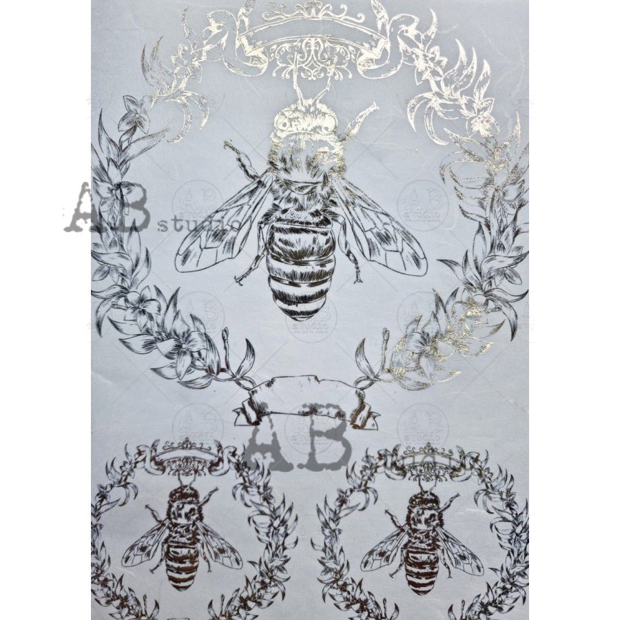 Queen Bee Gilded Decoupage Rice Paper A4 Item No. 1084 by AB Studio ...