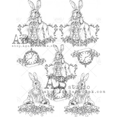 Rabbit Medallions Decoupage Rice Paper A4 Item No. 0302 by AB Studio