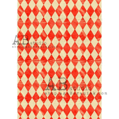 Red Harlequin Decoupage Rice Paper A4 Item No. 0259 by AB Studio