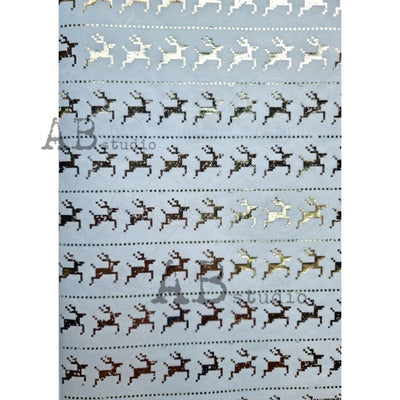 Reindeer Gilded Decoupage Rice Paper A4 Item No. 0088 by AB Studio