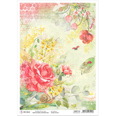 Roses & Bugs - A4 Rice Paper Microcosmos Ciao Bella Collection