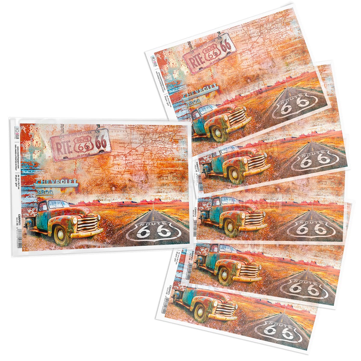 Collateral Rust Paper Route 66 - A4 Rice Paper Collateral Rust Ciao Bella Collection – All ...
