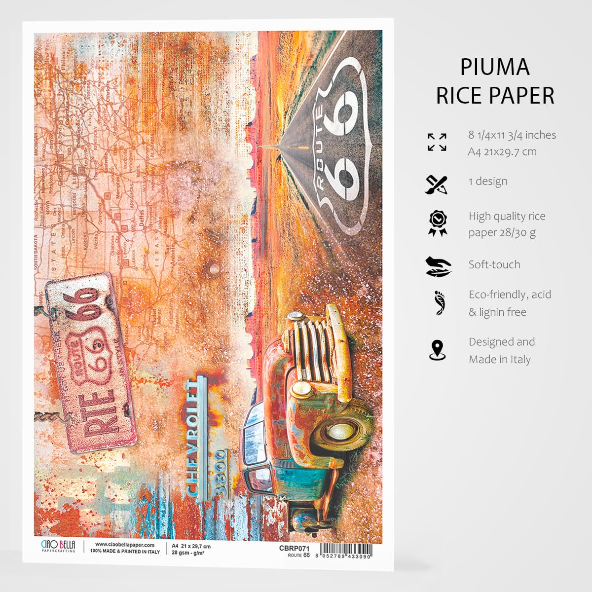 Collateral Rust Paper Route 66 - A4 Rice Paper Collateral Rust Ciao Bella Collection – All ...