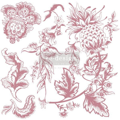 Rustic Floral Elements Stamp Redesign Decor Clear-Cling Stamp