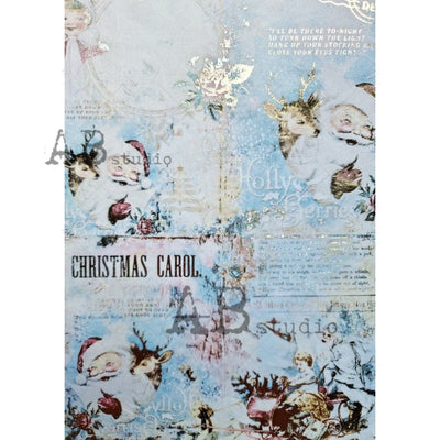 Santa Christmas Carol Gilded Decoupage Rice Paper A4 Item No. 0025 by AB Studio