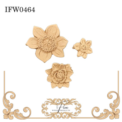 Set of 3 Flower Mouldings IFW 0464