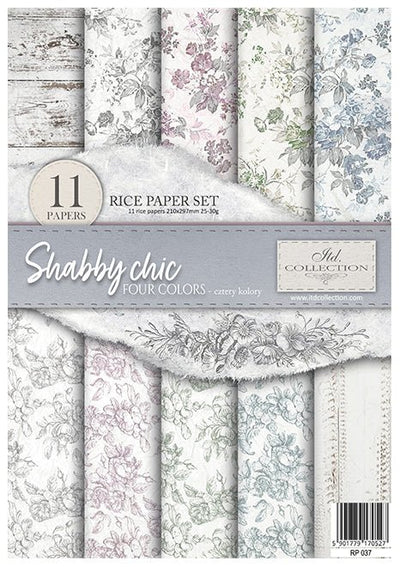 Shabby Chic Four Colors A4 Decoupage Rice Paper Set Item RP037 by ITD Collection