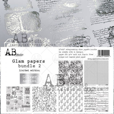 Silver Series Glam Papers Bundle 2 Scrapbooking Paper Pad Set 12x12 6/Pkg by AB Studio