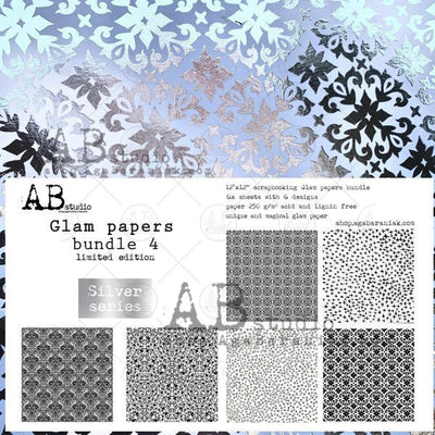 Silver Series Glam Papers Bundle 4 Scrapbooking Paper Pad Set 12x12 6/Pkg by AB Studio