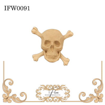 Skull and Bones "Jolly Roger" Heat Bendable Wood Pliable Embellishment - IFW 0091